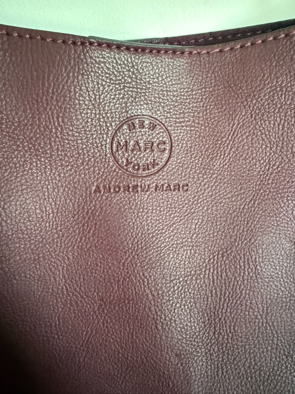 Andrew Marc New York Burgundy Leather Tote Chain Strap Shoulder Bag Large - Picture 2 of 10